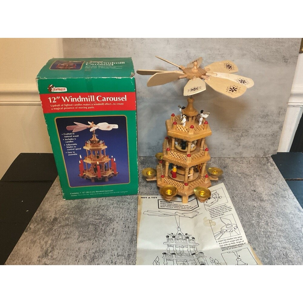 Vtg Lillian Vernon 3 Tier Wood Christmas Pyramid 12" Nativity Carousel